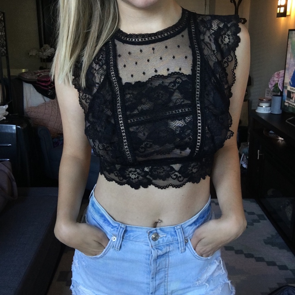 Forever 21 Black Lace Crop Top